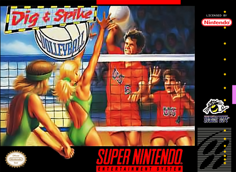 DIG & SPIKE VOLLEYBALL - SNES (W/BOX & MANUAL)