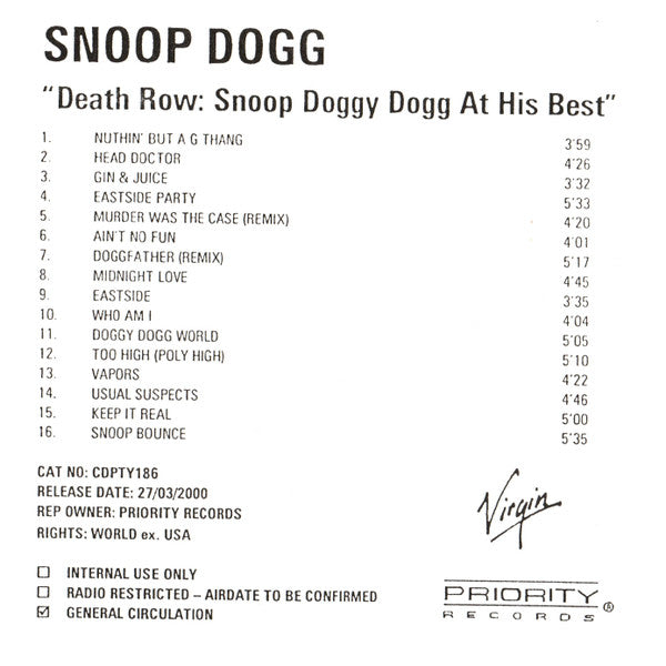SNOOP DOGG - DEATH ROW: SNOOP DOGGY DOGG AT..