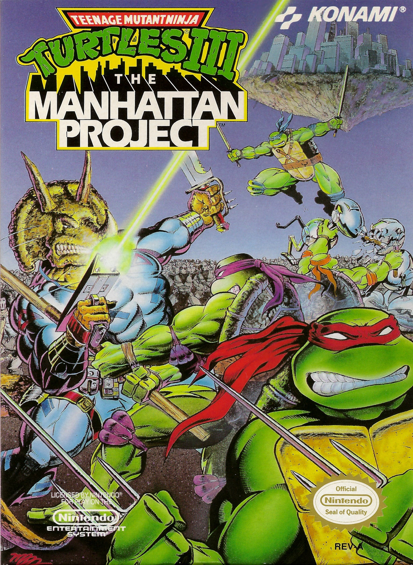 TEENAGE MUTANT NINJA TURTLES III: MANHAT - NES (W/BOX & MANUAL)