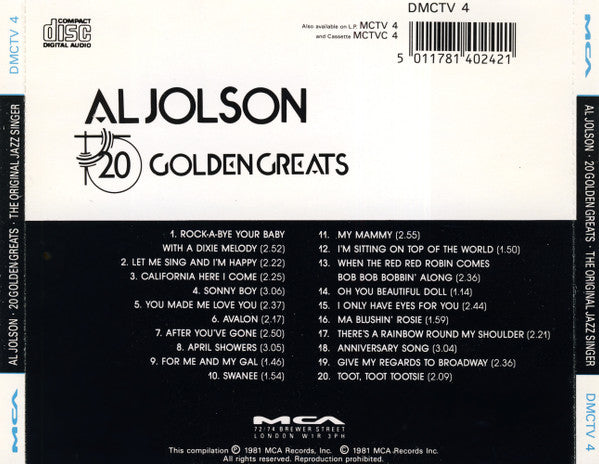 JOLSON, AL - 20 GOLDEN GREATS-DEJA VU