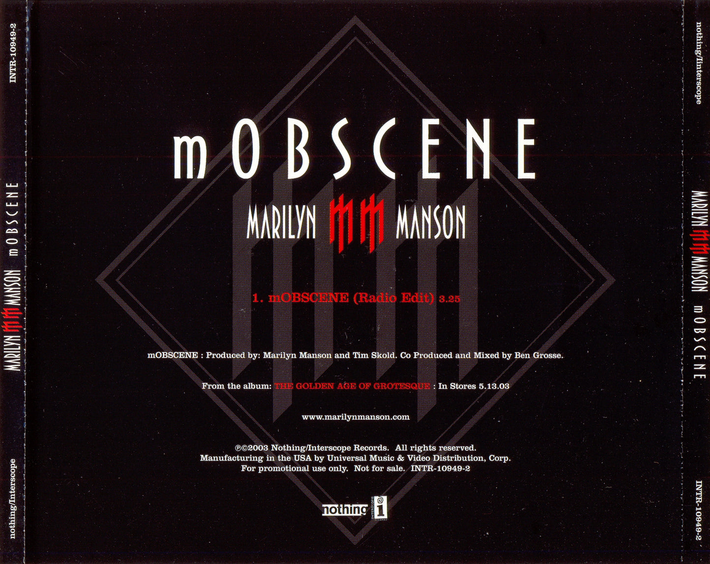 MARILYN MANSON - MOBSCENE (UK CDS)