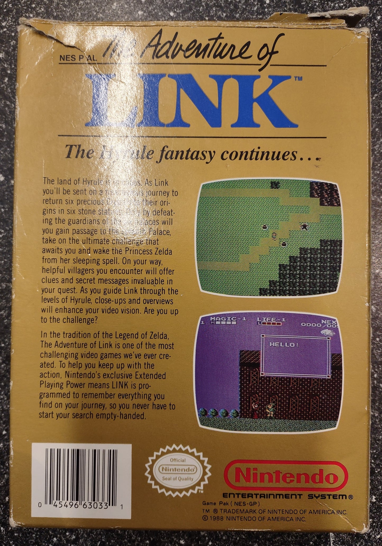 ZELDA II: THE ADVENTURE OF LINK (GOLD CARTRIDGE) - NES (W/BOX, NO MANUAL)