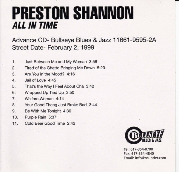 SHANNON, PRESTON - ALL IN TIME