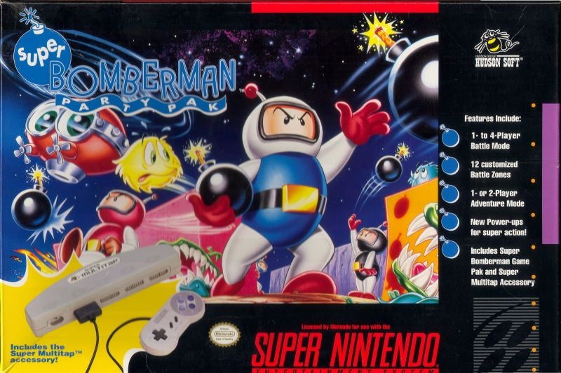 SUPER BOMBERMAN PARTY PACK (W/MULTITAP) - SNES (W/BOX & MANUAL)