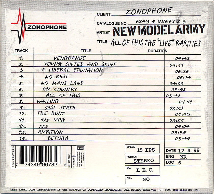 NEW MODEL ARMY  - ALL OF THIS: THE "LIVE" RARITIES