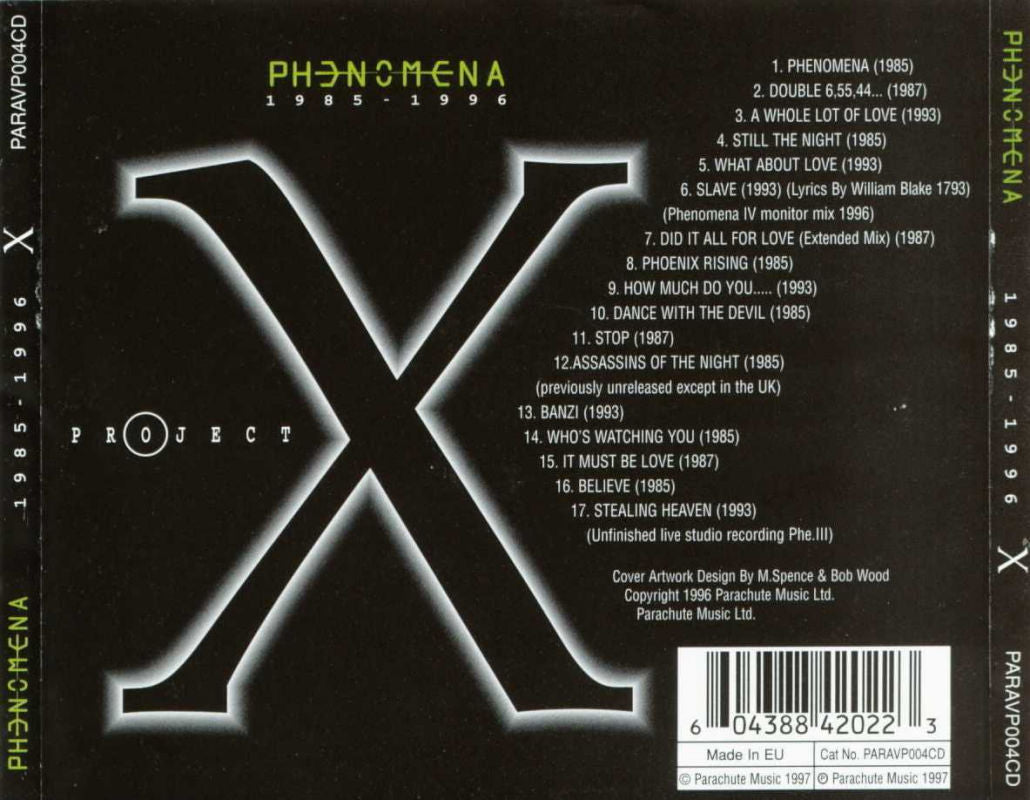 PHENOMENA  - PROJECT X: 1985-1996