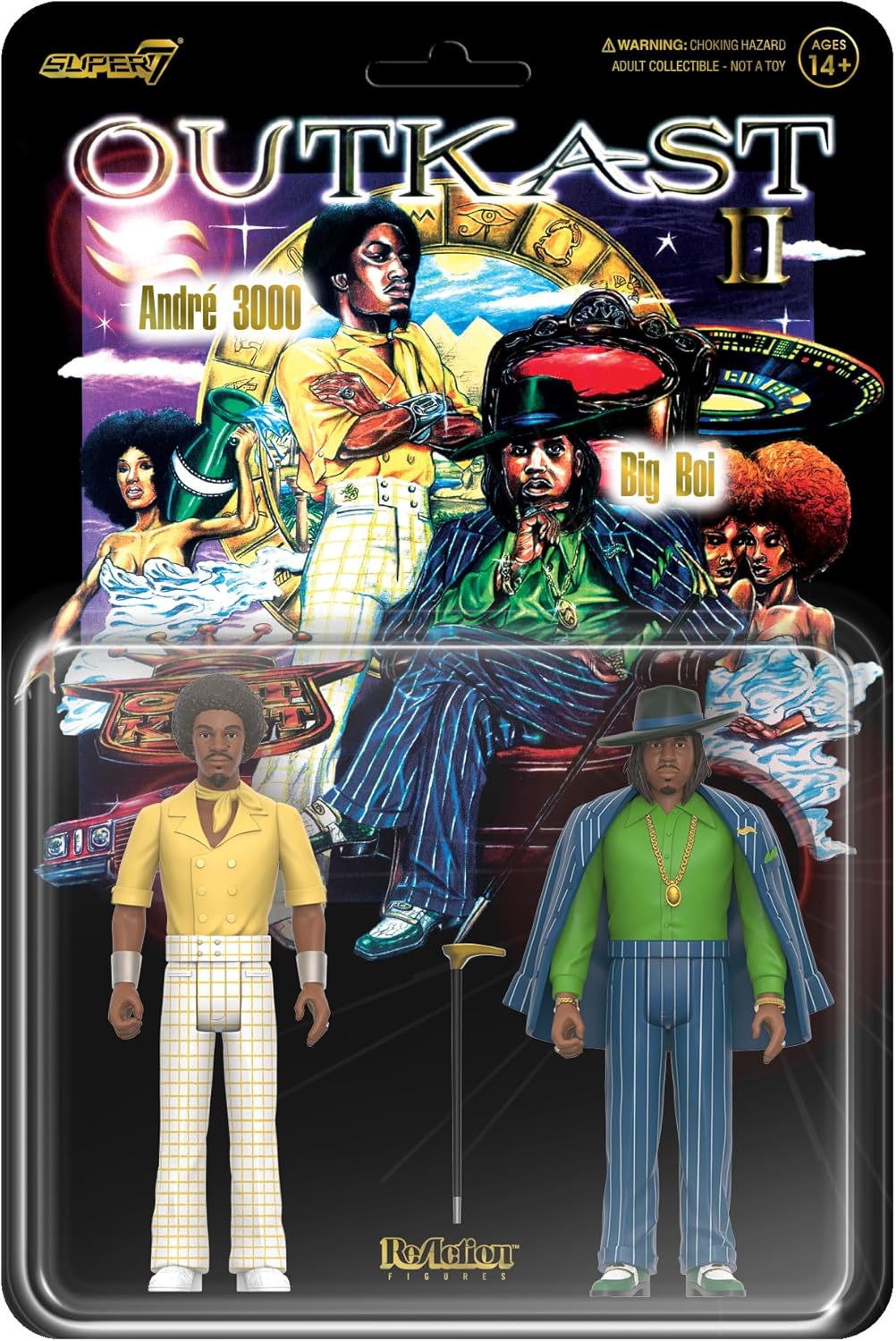 OUTKAST: BIG BOI/ANDRE 3000 (AQUEMINI 2-PACK) - SUPER 7-REACTION-3.75"