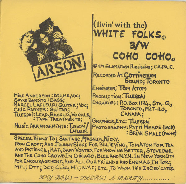 Arson - White Folks 7" (Used LP)