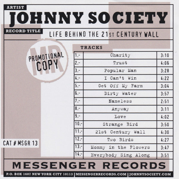 JOHNNY SOCIETY  - LIFE BEHIND THE 21ST CENTURY...