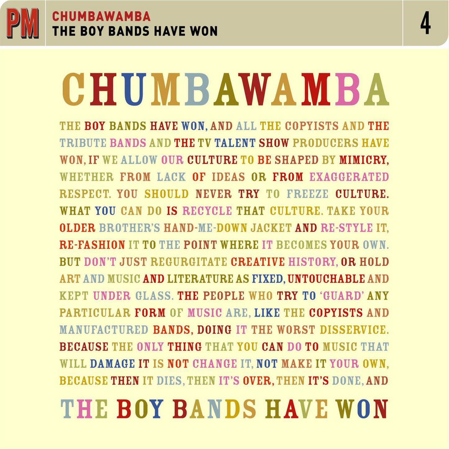 CHUMBAWAMBA  - BOY BANDS HAVE WON
