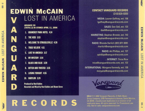 MCCAIN, EDWIN  - LOST IN AMERICA