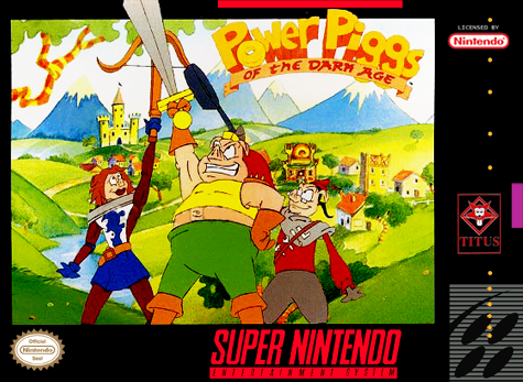 POWER PIGGS OF THE DARK AGE  - SNES (W/BOX & MANUAL)