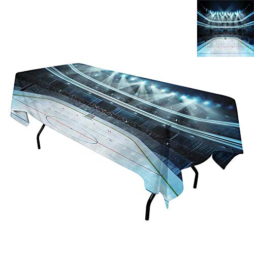 KANGKAISHI HOCKEY,WATERPROOF/OIL PROOF/STAIN RESISTANT TABLE COVER,PHOTO OF A SPORTS ARENA FULL OF PEOPLE FANS AUDIENCE TOURNAMENT CHAMPIONSHIP MATCH,TABLECLOTHS EXTRA LONG,W54 X L72 INCH MULTICOLOR